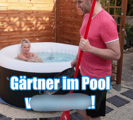 Blank mit dem Gärtner im Pool gefickt!